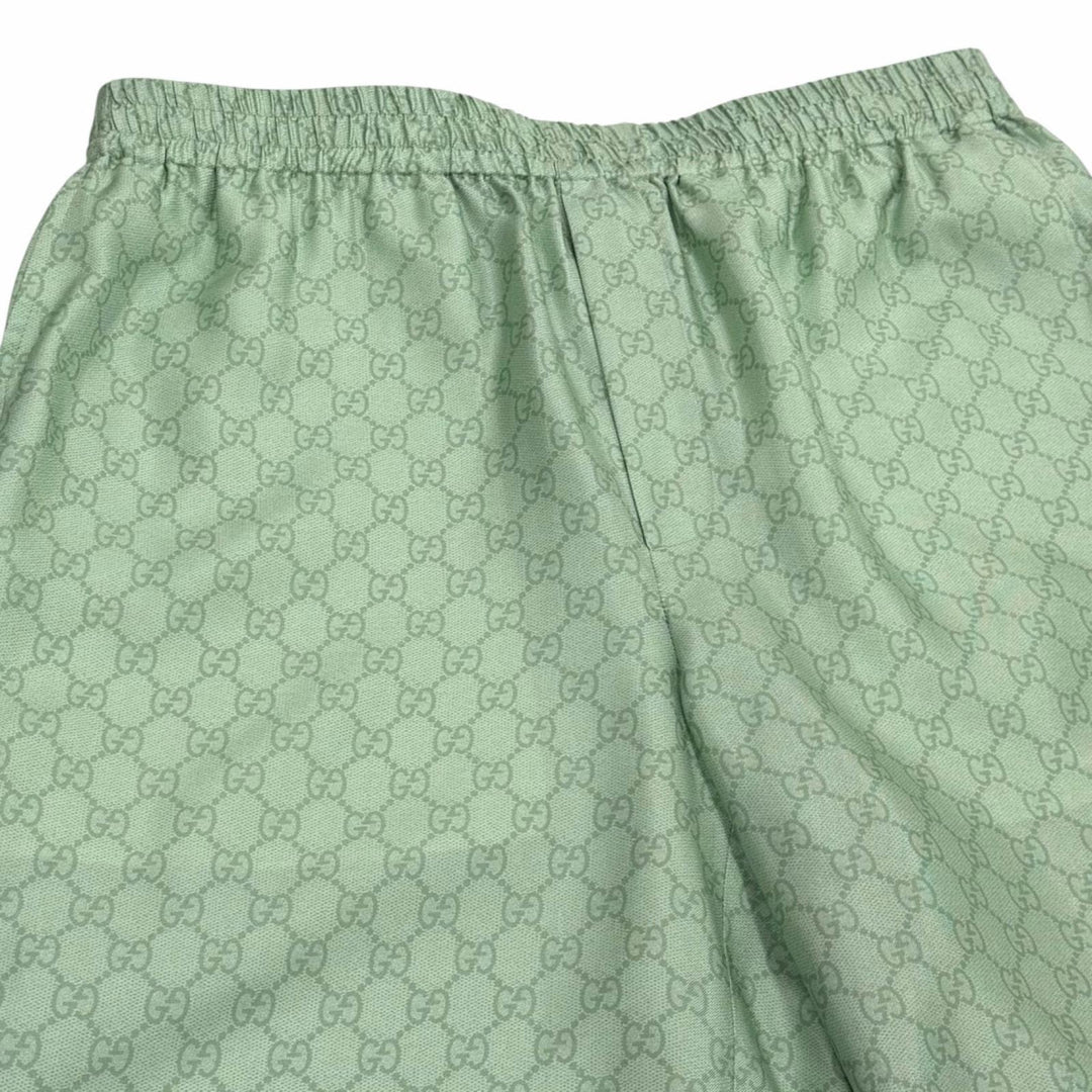 Excellent GUCCI YUKO HIGUCHI Shorts GG pattern silk twill Light green 48 864050