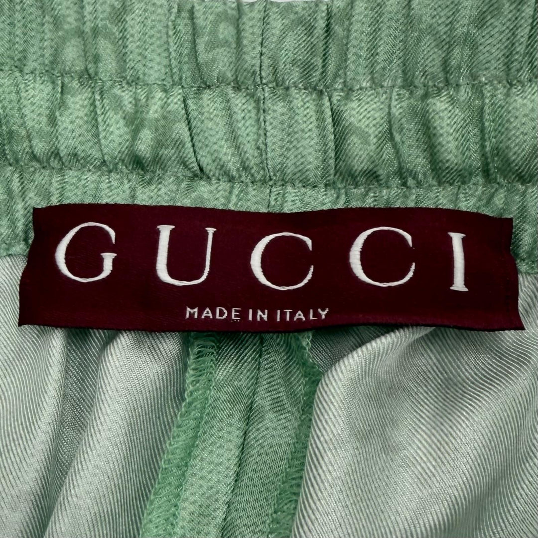 Excellent GUCCI YUKO HIGUCHI Shorts GG pattern silk twill Light green 48 864050