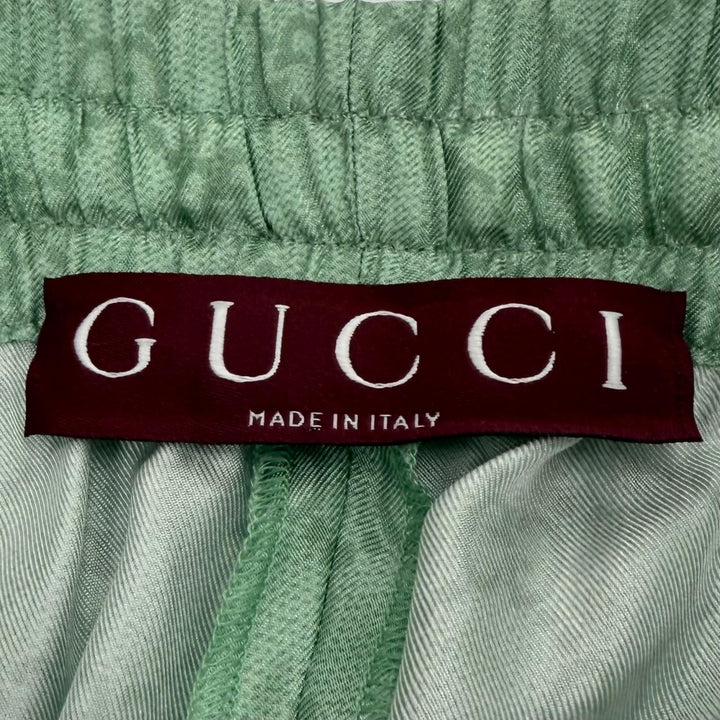 Excellent GUCCI YUKO HIGUCHI Shorts GG pattern silk twill Light green 48 864050