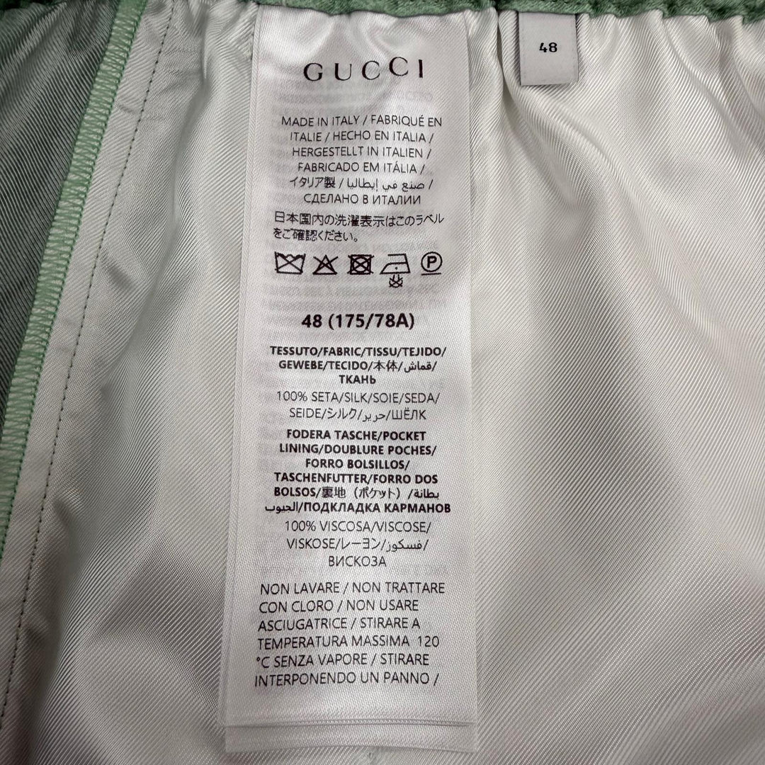 Excellent GUCCI YUKO HIGUCHI Shorts GG pattern silk twill Light green 48 864050