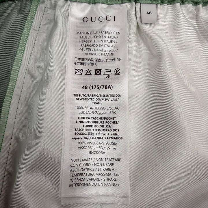 Excellent GUCCI YUKO HIGUCHI Shorts GG pattern silk twill Light green 48 864050