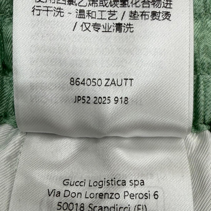 Excellent GUCCI YUKO HIGUCHI Shorts GG pattern silk twill Light green 48 864050