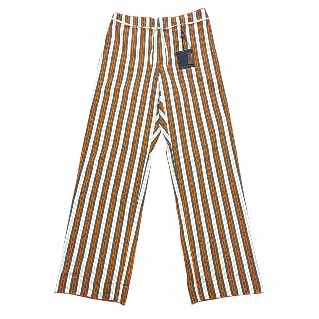 Pristine LOUIS VUITTON Pants Chain Stripe Pattern with Drawstring Multi IT 42