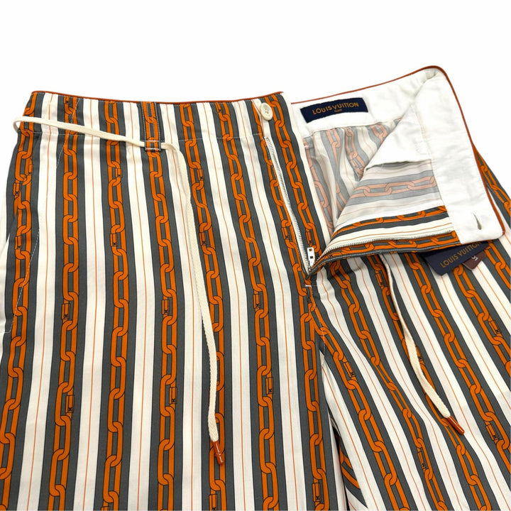 Pristine LOUIS VUITTON Pants Chain Stripe Pattern with Drawstring Multi IT 42