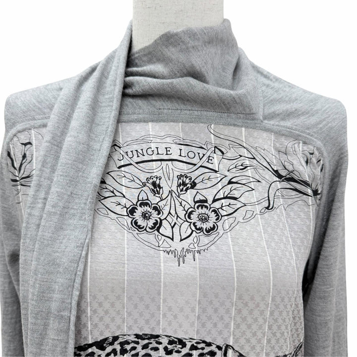 Excellent HERMES one piece Jungle Love Twill Laine Long Sleeve Knit gray silk 36