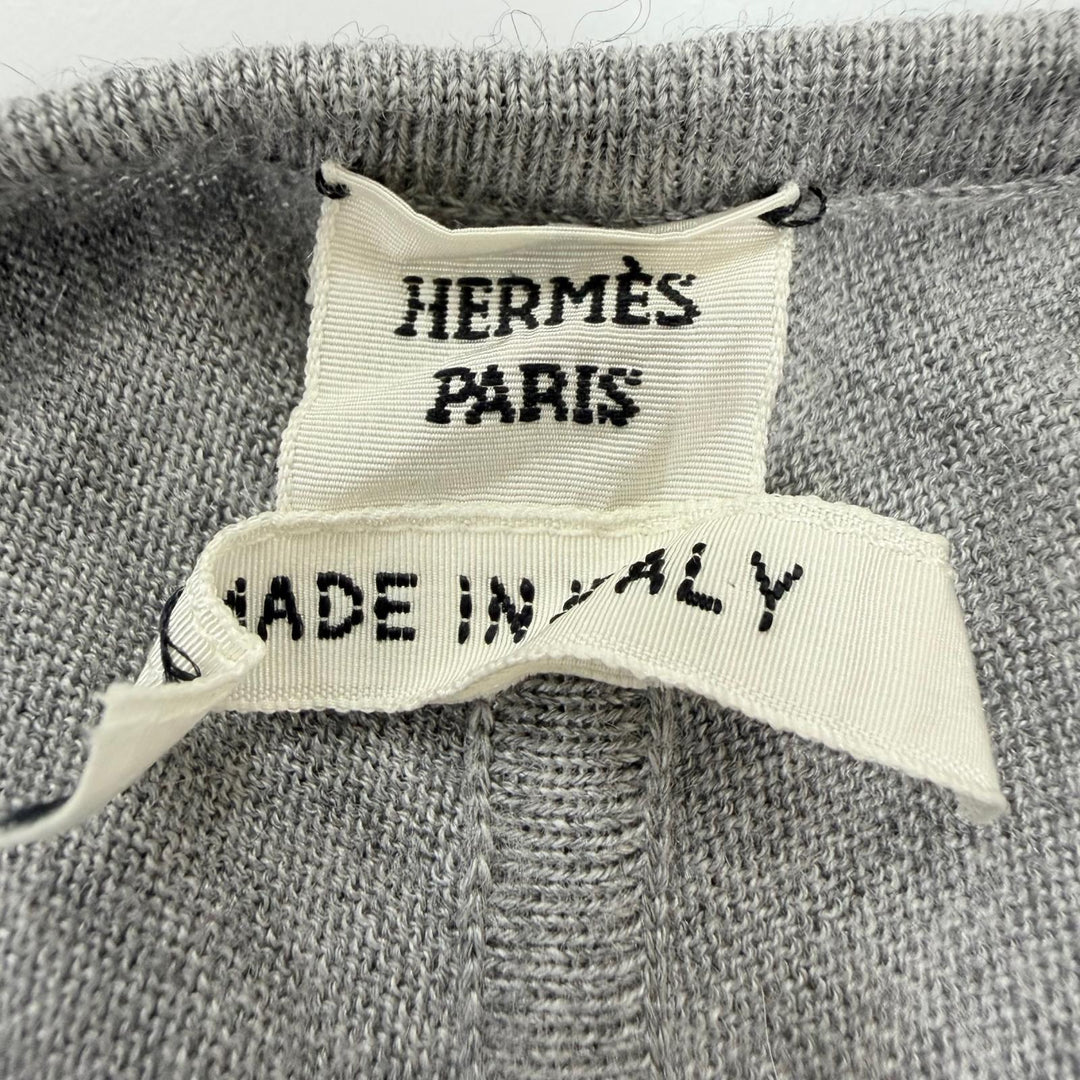 Excellent HERMES one piece Jungle Love Twill Laine Long Sleeve Knit gray silk 36