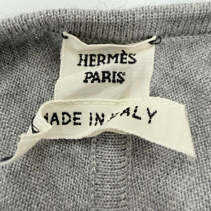 Excellent HERMES one piece Jungle Love Twill Laine Long Sleeve Knit gray silk 36