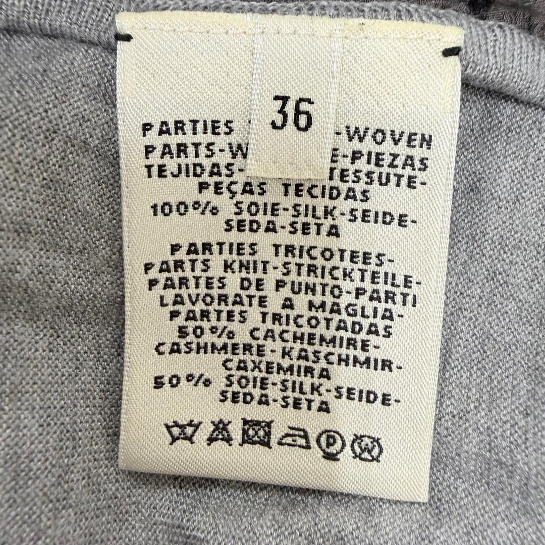 Excellent HERMES one piece Jungle Love Twill Laine Long Sleeve Knit gray silk 36