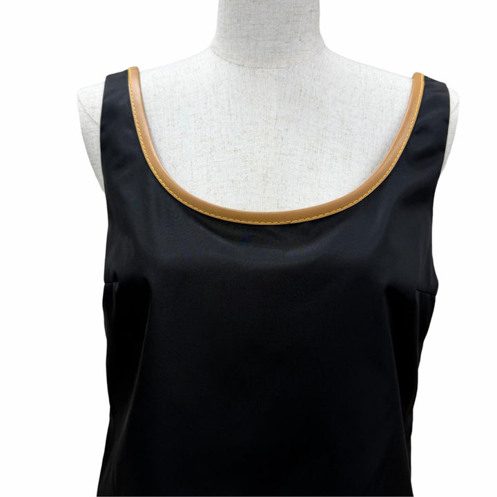 Excellent PRADA one piece Triangle with logo, sleeveless, mini length. black 38