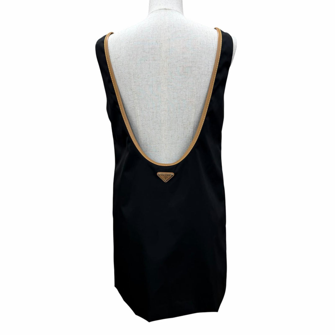 Excellent PRADA one piece Triangle with logo, sleeveless, mini length. black 38
