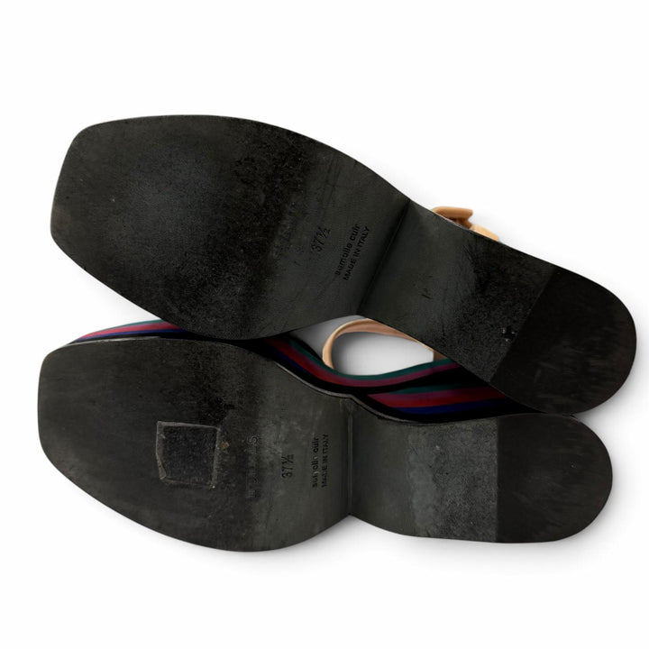 Great HERMES Sandals Wedge sole ankle strap black Suede leather Women 37.5