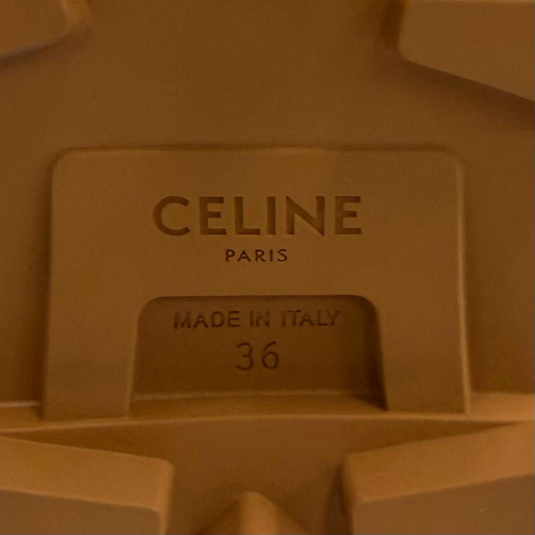 Pristine CELINE short boots Triomphe Patapants Lace-up Brown Women 36