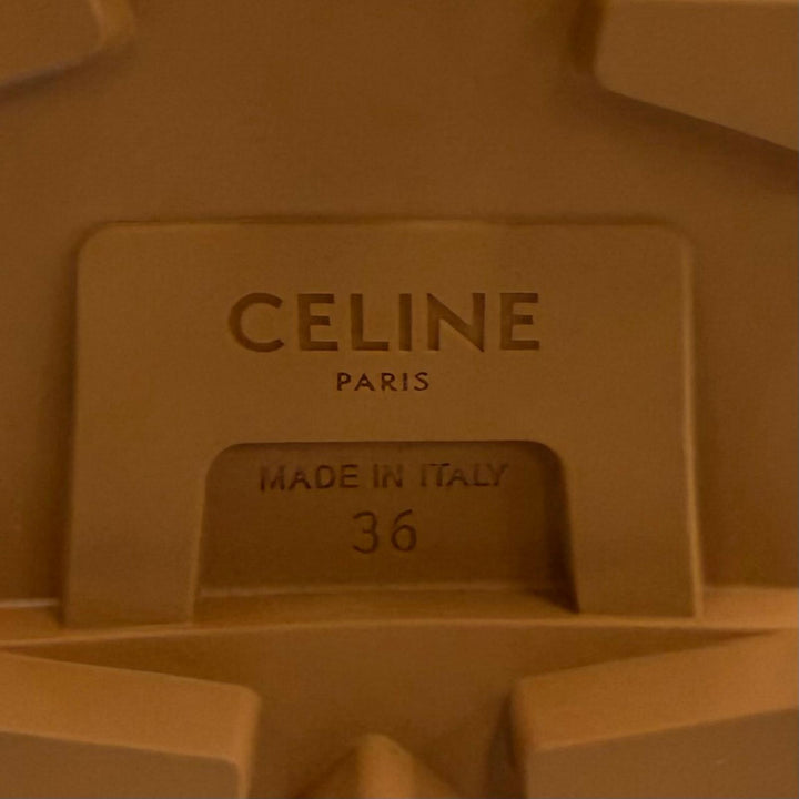 Pristine CELINE short boots Triomphe Patapants Lace-up Brown Women 36