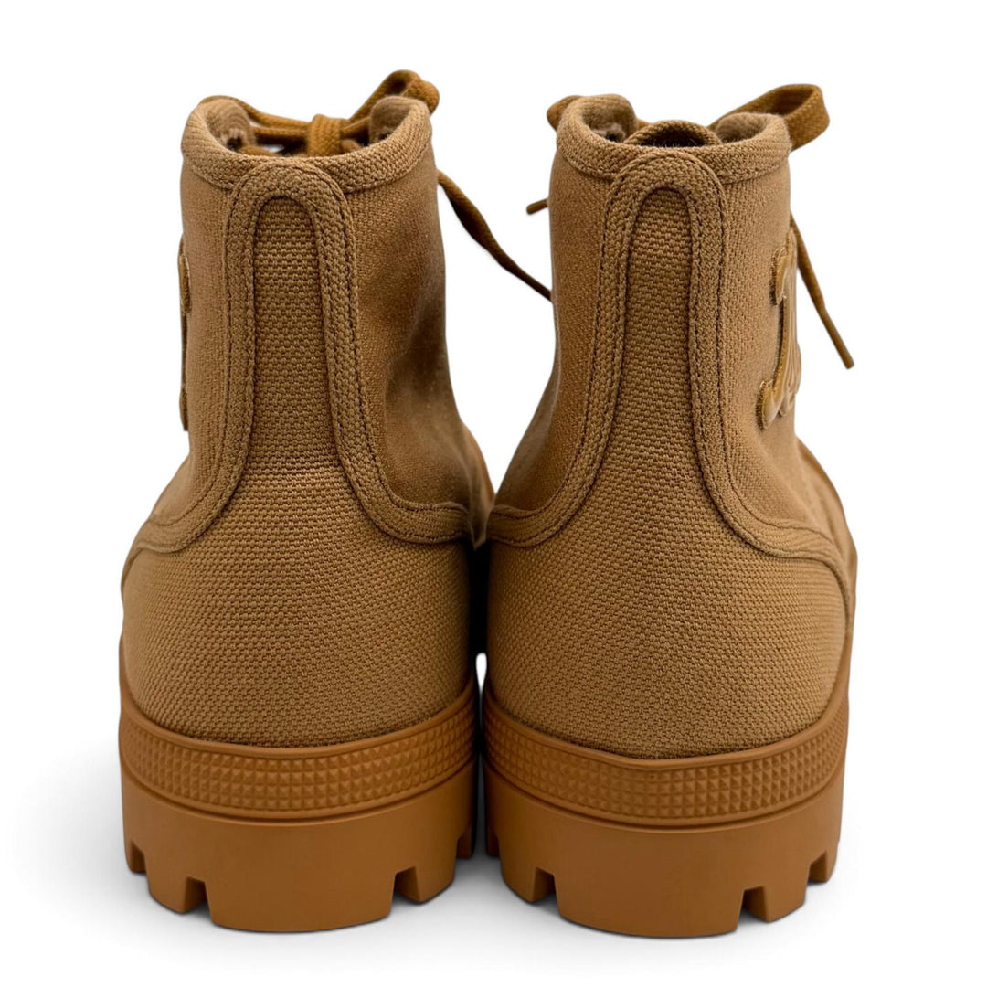 Pristine CELINE short boots Triomphe Patapants Lace-up Brown Women 36