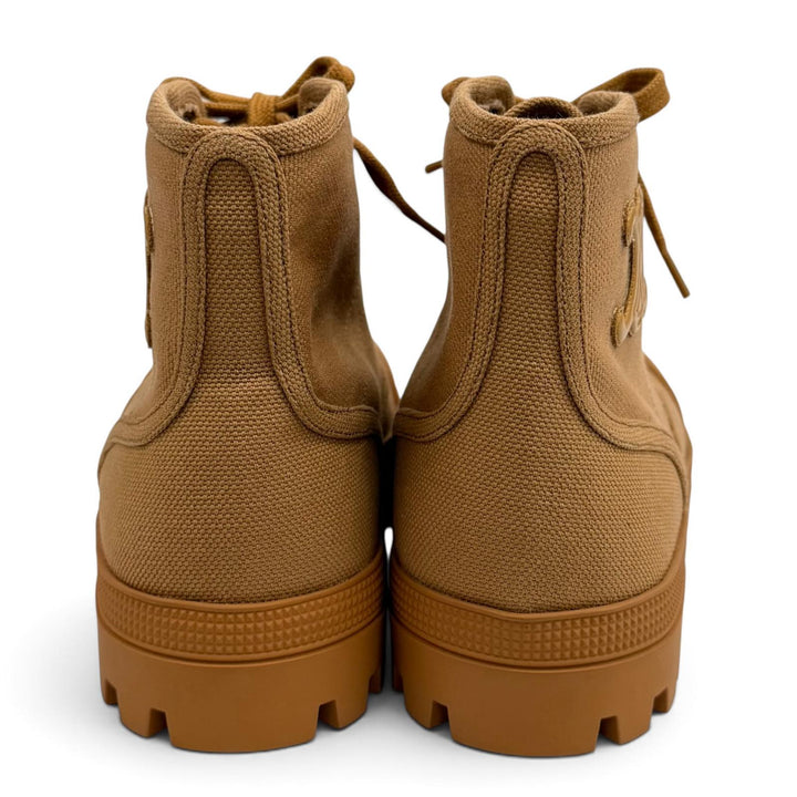 Pristine CELINE short boots Triomphe Patapants Lace-up Brown Women 36