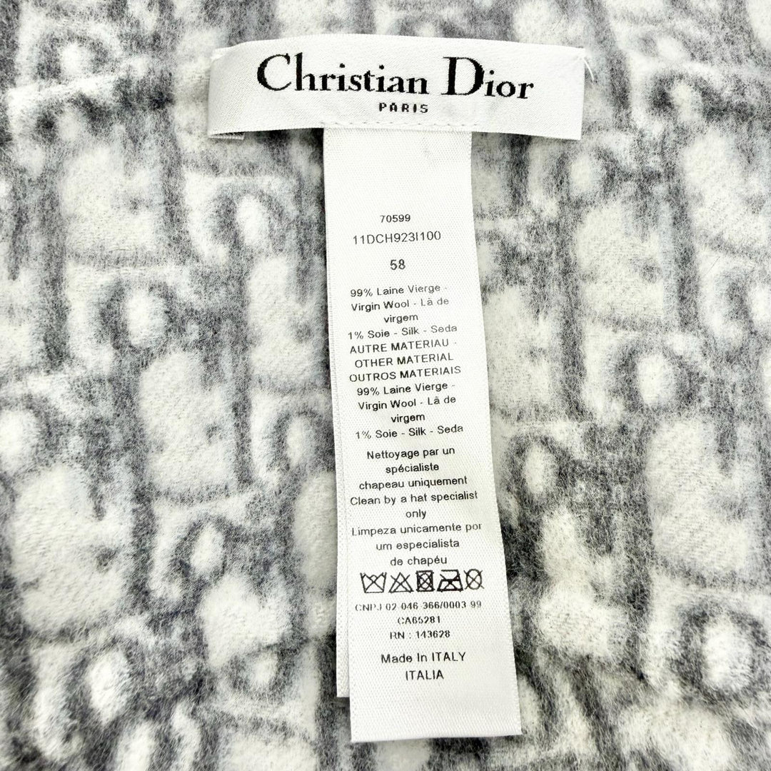 Excellent Christian Dior hat Oblique Reversible Bucket Hat gray wool Women IT 58