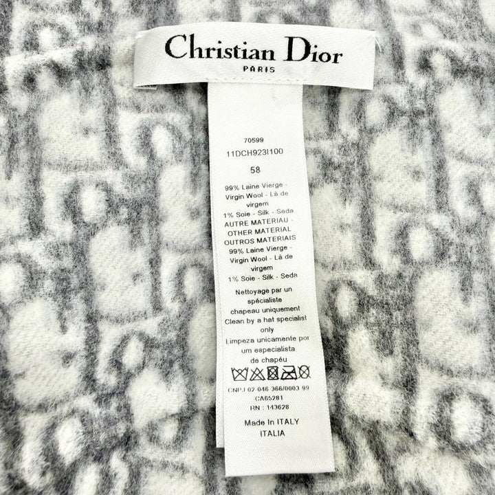 Excellent Christian Dior hat Oblique Reversible Bucket Hat gray wool Women IT 58