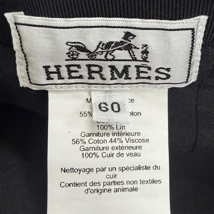 Excellent HERMES cap Miles Sangle H baseball gray linen mens FR 60