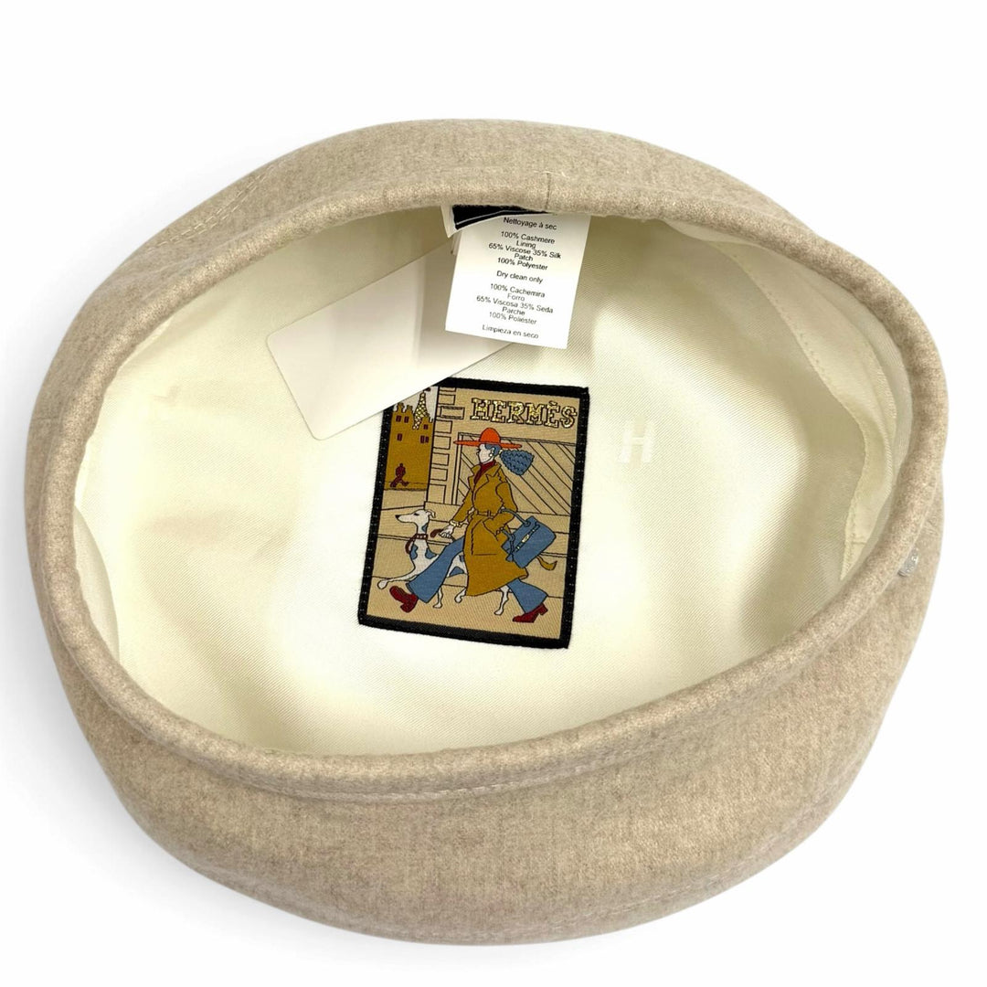 Pristine HERMES beret Santonol Clou de Selle Parisienne Patch 57 H222023N