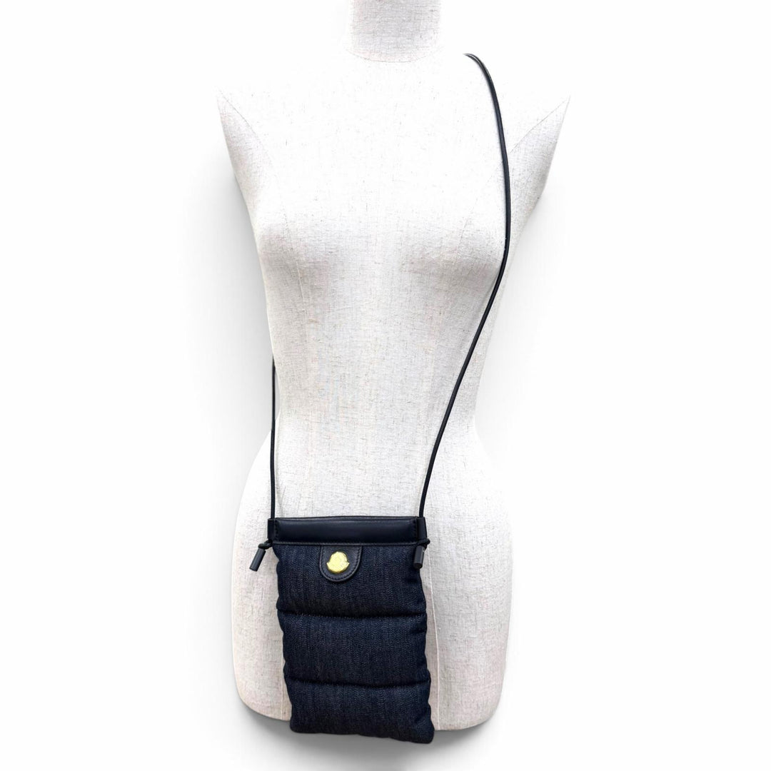 Pristine MONCLER Shoulder Bag PUFFY PHONE CASE Phone case Indigo leather Women