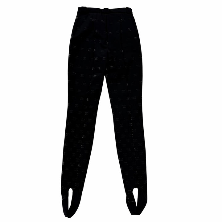 Pristine CHANEL Pants COCO MarkPattern Gold Buttons black IT 36 22N P73213V64869