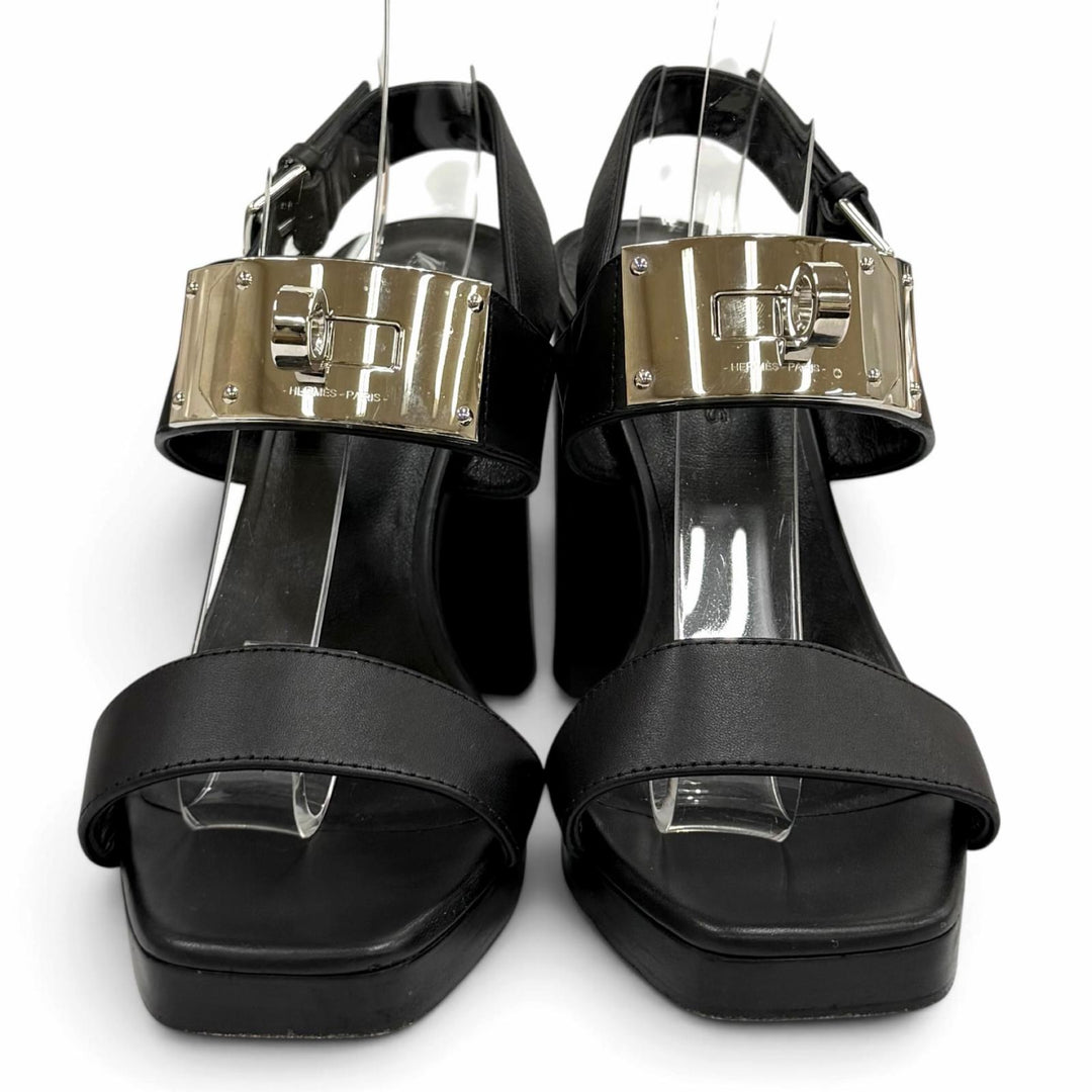 Great HERMES Sandals Ilona 90 Kelly buckle chunky heel leather 35 H241153Z
