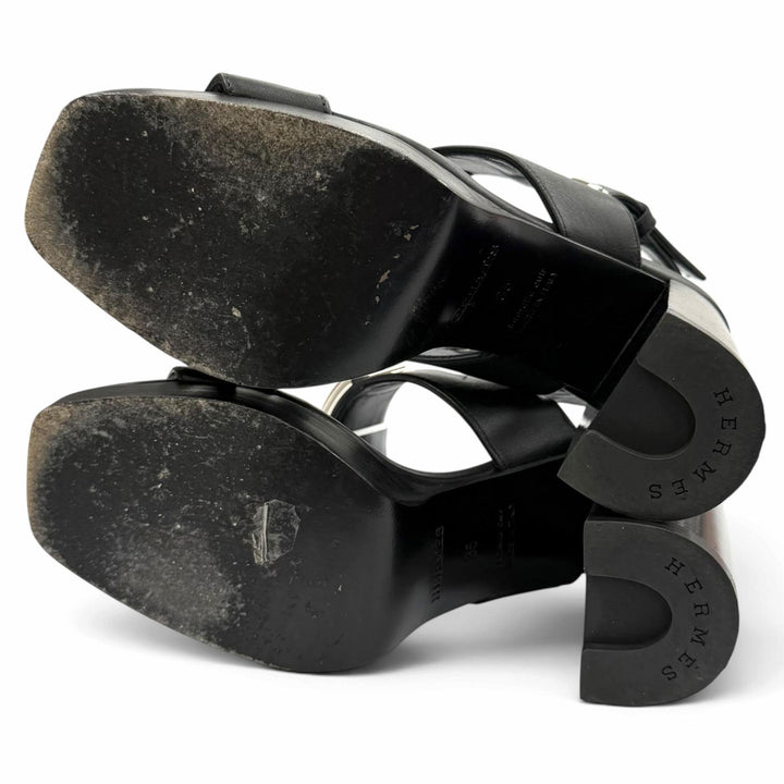 Great HERMES Sandals Ilona 90 Kelly buckle chunky heel leather 35 H241153Z