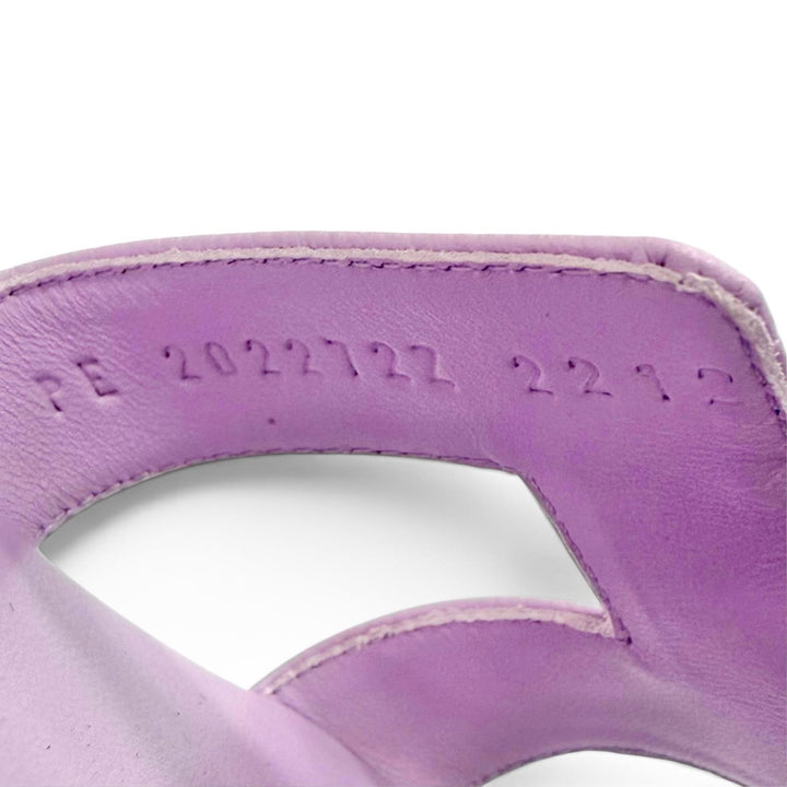 Excellent HERMES Sandals ORAN H-motif flat mules purple leather 36.5 202272Z