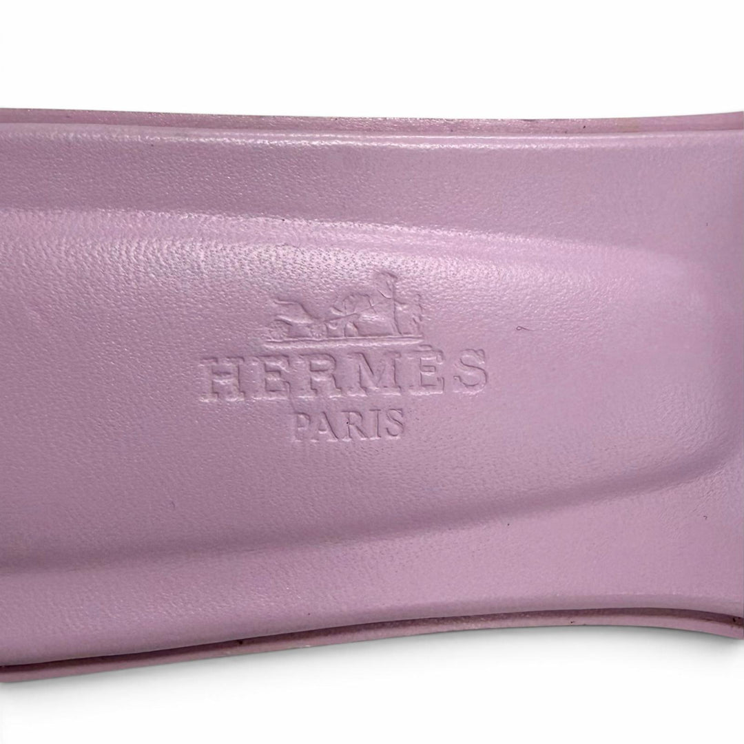 Excellent HERMES Sandals ORAN H-motif flat mules purple leather 36.5 202272Z