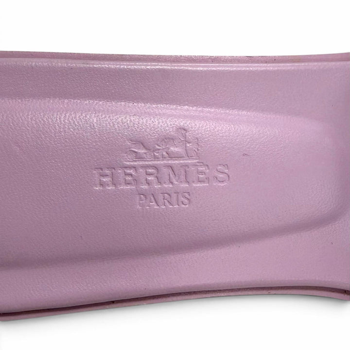 Excellent HERMES Sandals ORAN H-motif flat mules purple leather 36.5 202272Z