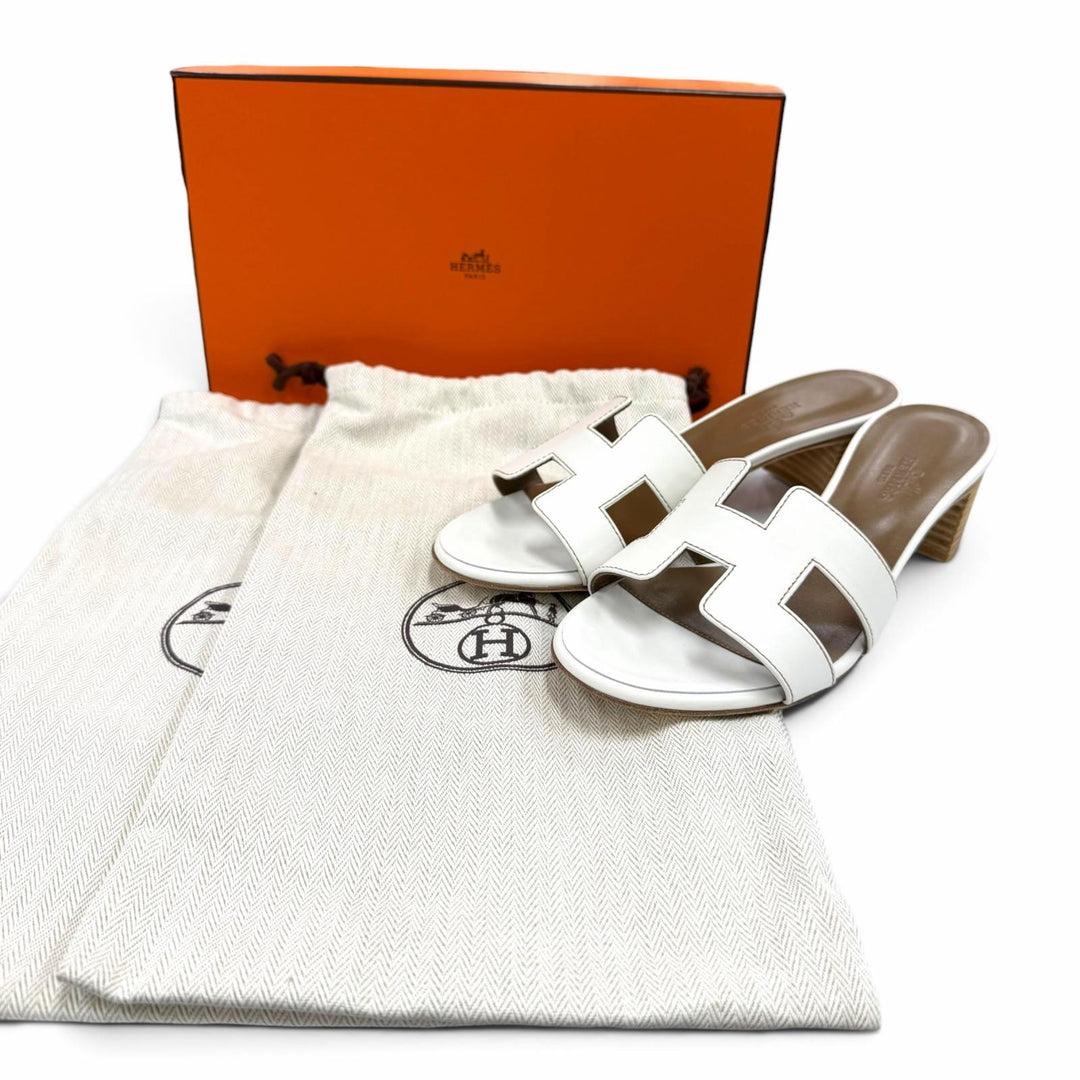Pristine HERMES Sandals Oasis Mule white leather Women 37 1071002Z