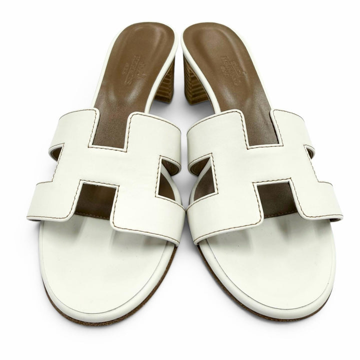 Pristine HERMES Sandals Oasis Mule white leather Women 37 1071002Z