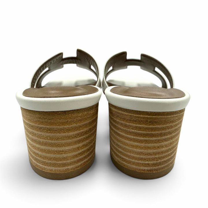 Pristine HERMES Sandals Oasis Mule white leather Women 37 1071002Z