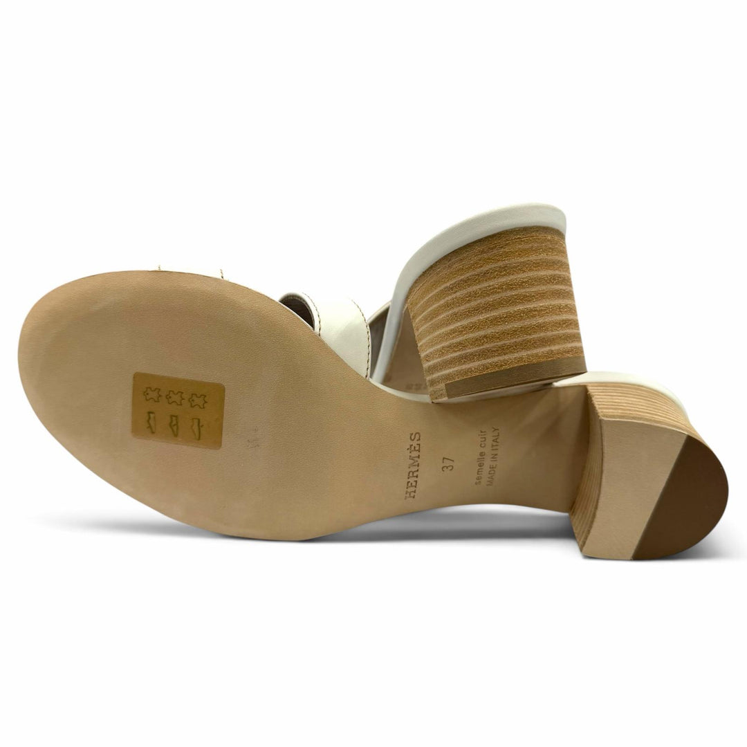 Pristine HERMES Sandals Oasis Mule white leather Women 37 1071002Z