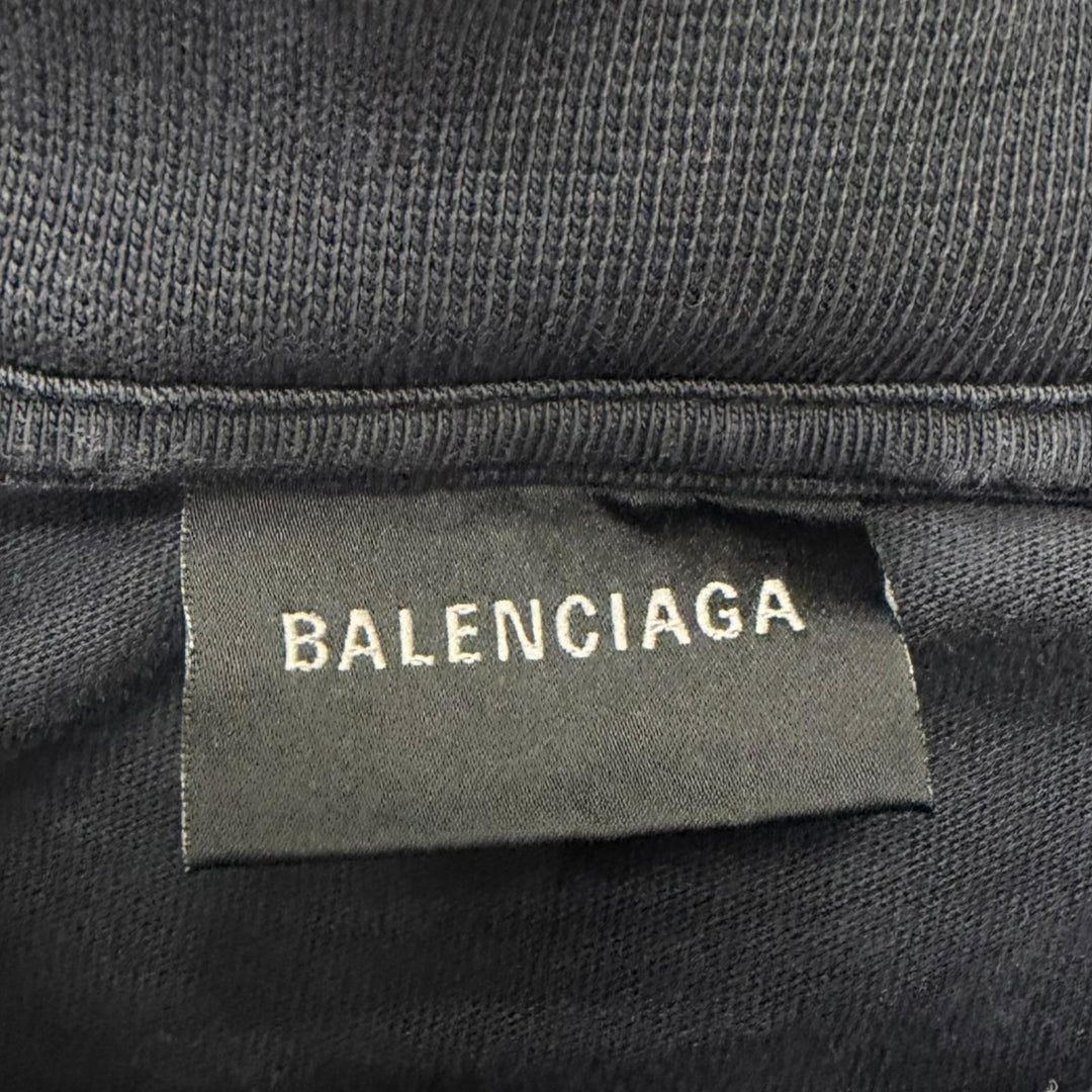 Excellent BALENCIAGA Short sleeve T-shirt Distressed finish tape logo