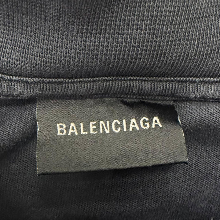 Excellent BALENCIAGA Short sleeve T-shirt Distressed finish tape logo