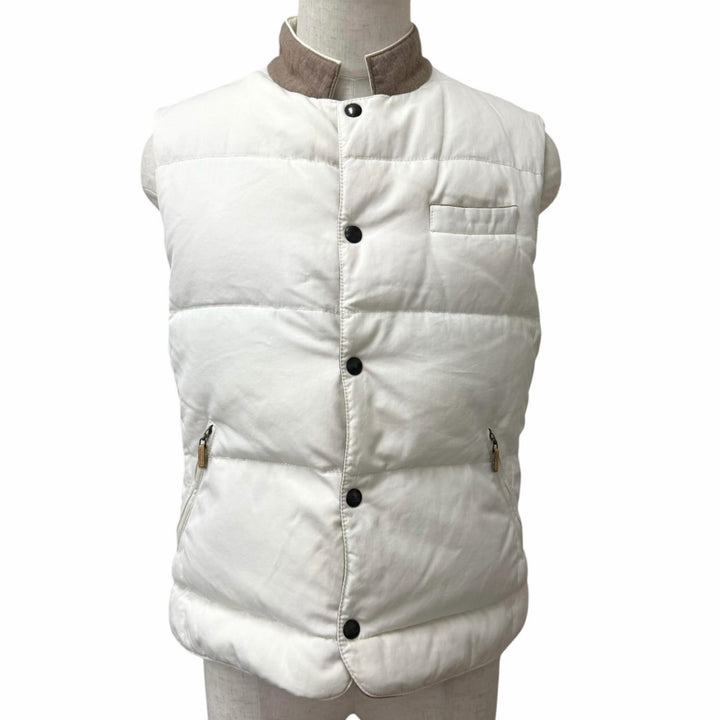 Great Brunello Cucinelli Down vest white wool mens 48