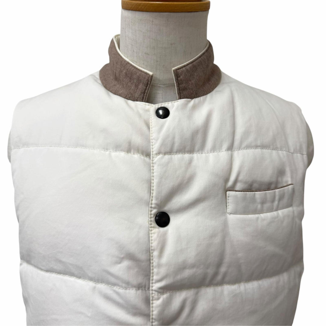 Great Brunello Cucinelli Down vest white wool mens 48