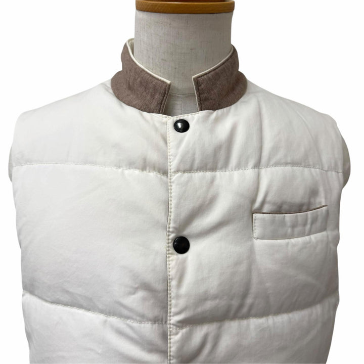 Great Brunello Cucinelli Down vest white wool mens 48