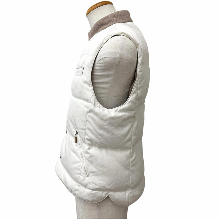 Great Brunello Cucinelli Down vest white wool mens 48