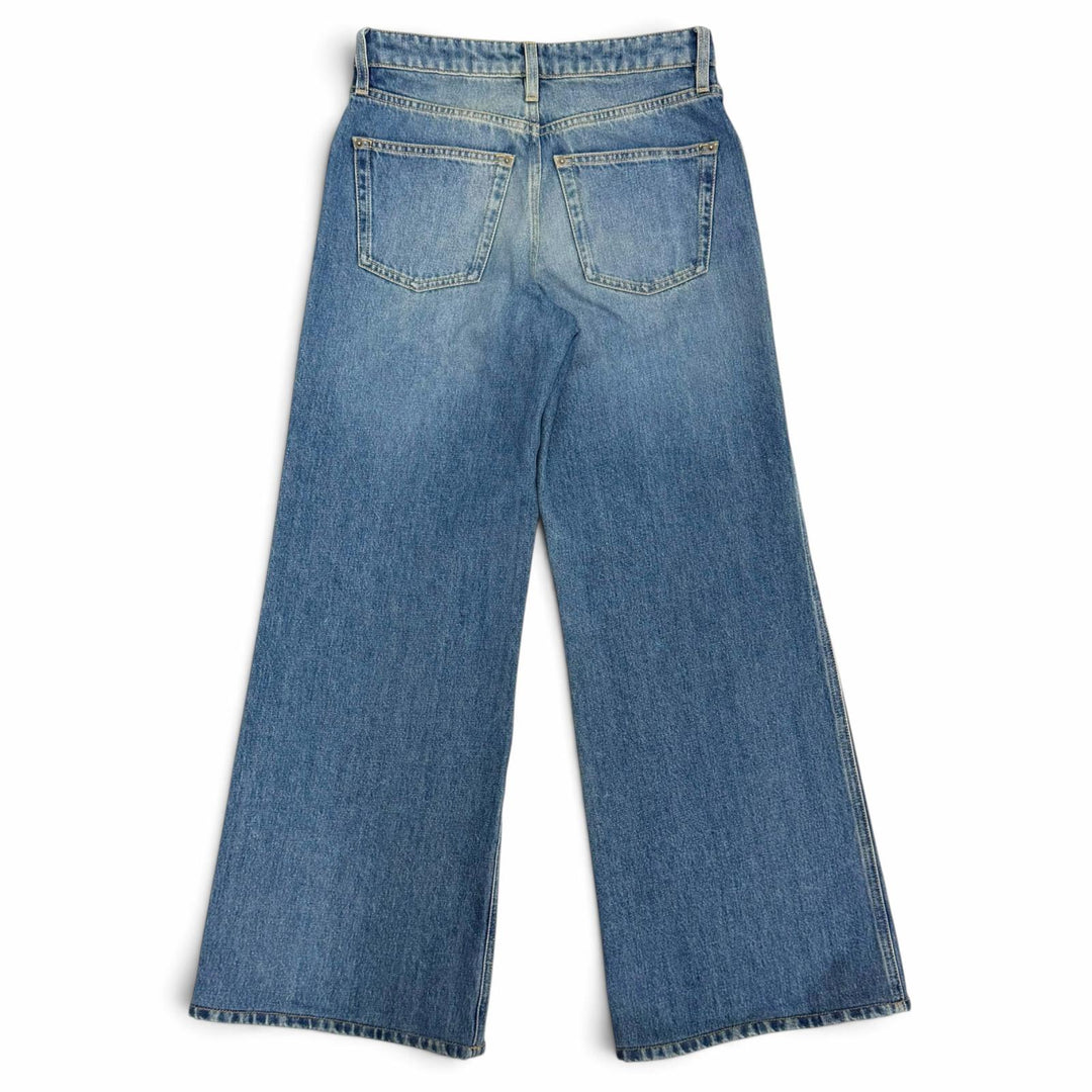 Excellent LOUIS VUITTON Denim pants High-waisted jeans Monogram patch 34 1AHPJ7