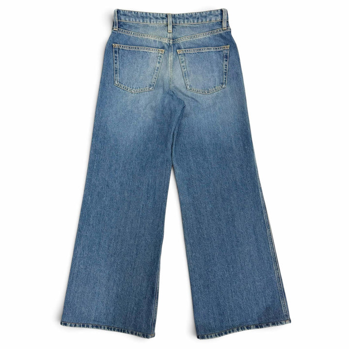 Excellent LOUIS VUITTON Denim pants High-waisted jeans Monogram patch 34 1AHPJ7