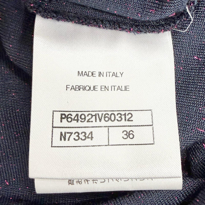 Excellent CHANEL Short sleeve knit COCO Mark Sequin Glitter Half-Zip Bordeaux 36