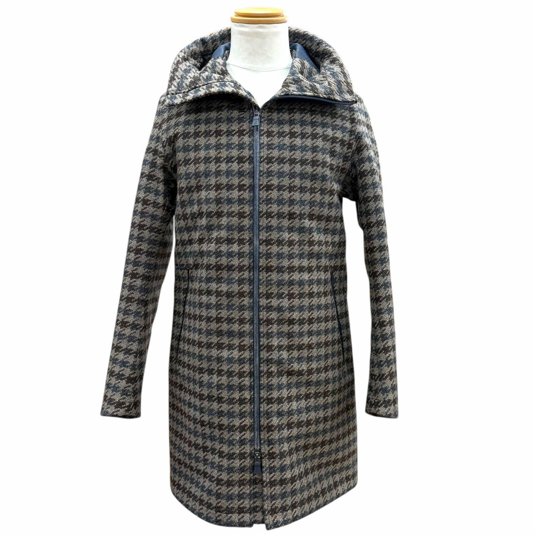 Great Herno coat Laminar Houndstooth pattern hooded double wool IT 44 PA009UL