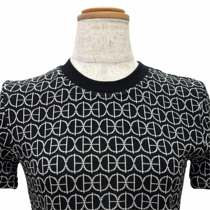 Excellent HERMES Short sleeve knit H-shaped round all-over print FR 36 2E4600DY