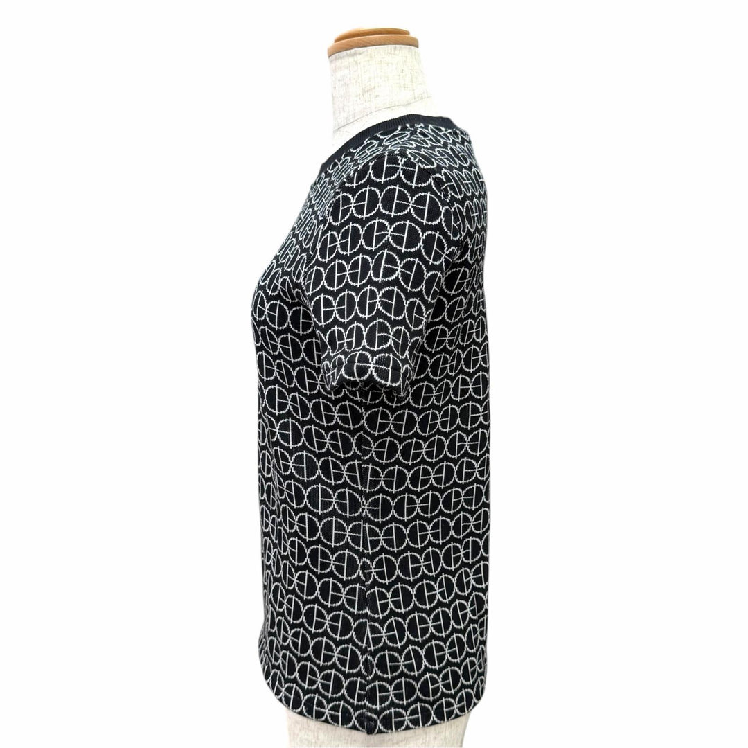 Excellent HERMES Short sleeve knit H-shaped round all-over print FR 36 2E4600DY