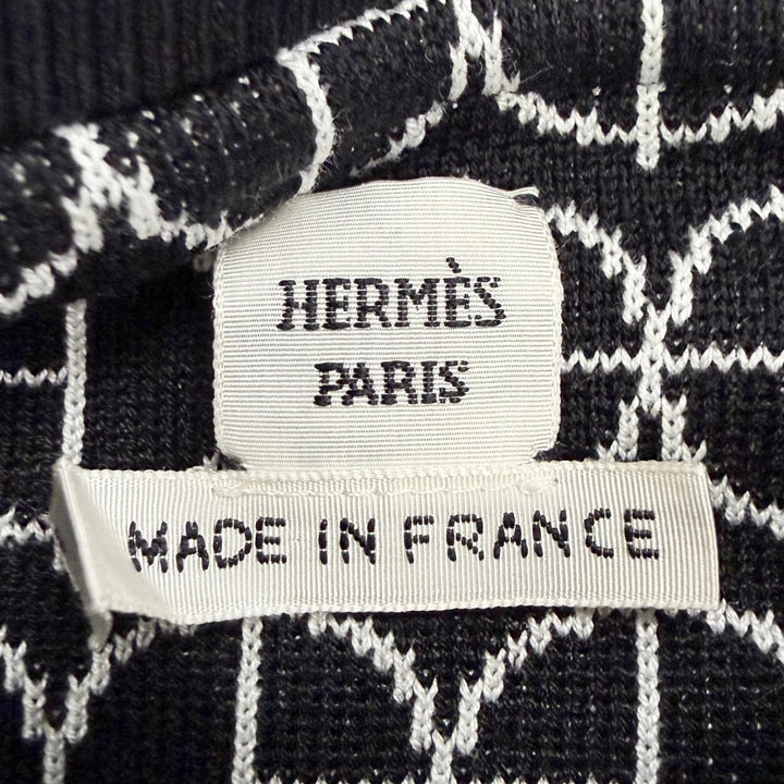 Excellent HERMES Short sleeve knit H-shaped round all-over print FR 36 2E4600DY