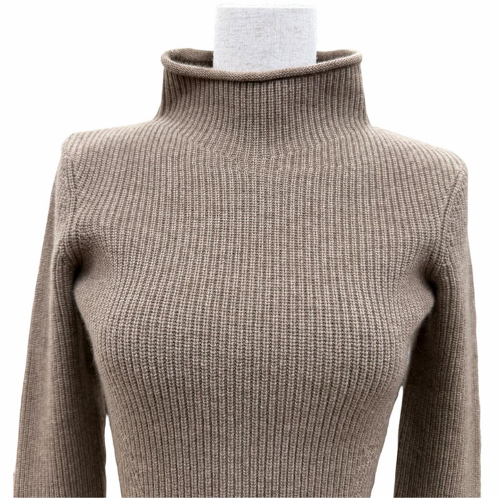 Excellent HERMES one piece Serie Metal High Neck Long Sleeve Knit cashmere 34