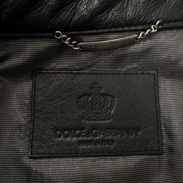 Excellent DOLCE&GABBANA leather jacket Embroidered Bijou Biker Jacket