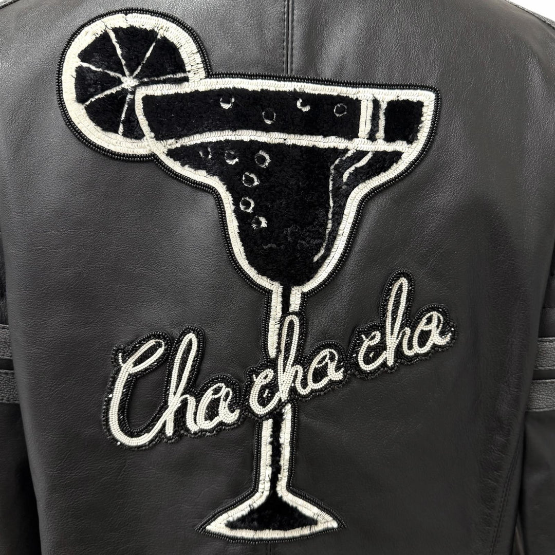 Excellent DOLCE&GABBANA leather jacket Embroidered Bijou Biker Jacket